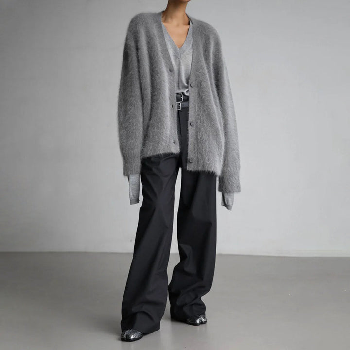 Dames Zacht Cashmere Vest met V-hals en Knoopsluiting
