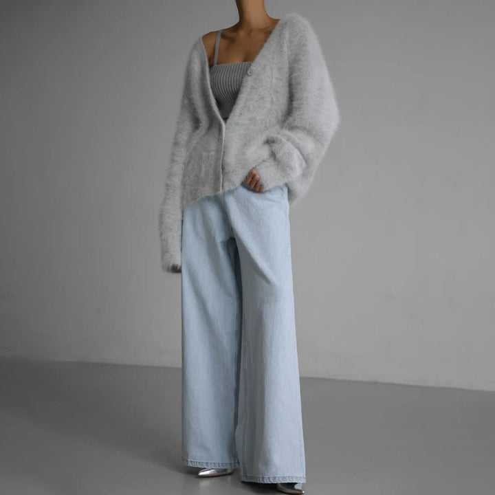 Dames Zacht Cashmere Vest met V-hals en Knoopsluiting
