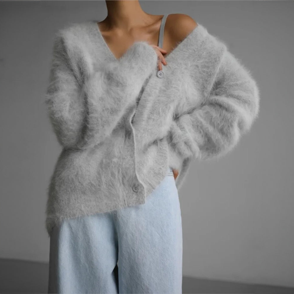 Dames Zacht Cashmere Vest met V-hals en Knoopsluiting
