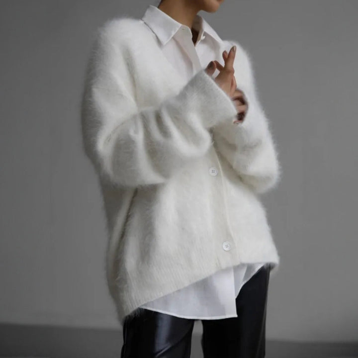 Dames Zacht Cashmere Vest met V-hals en Knoopsluiting