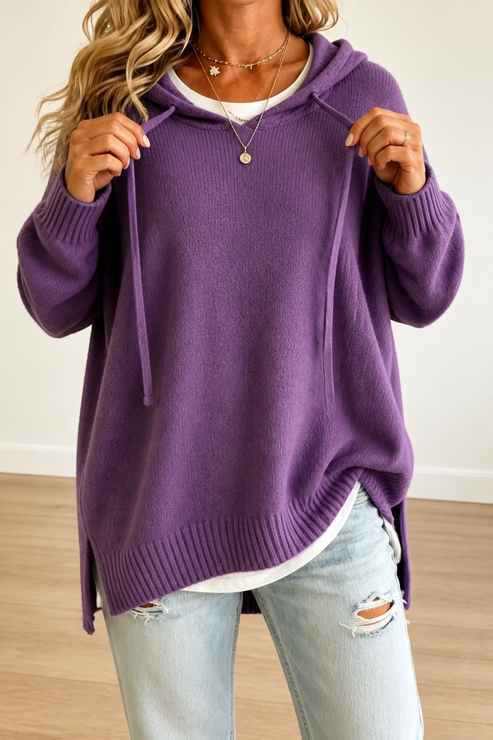 Alina | Moderner und Lässiger Oversize Strickpullover mit Kapuze