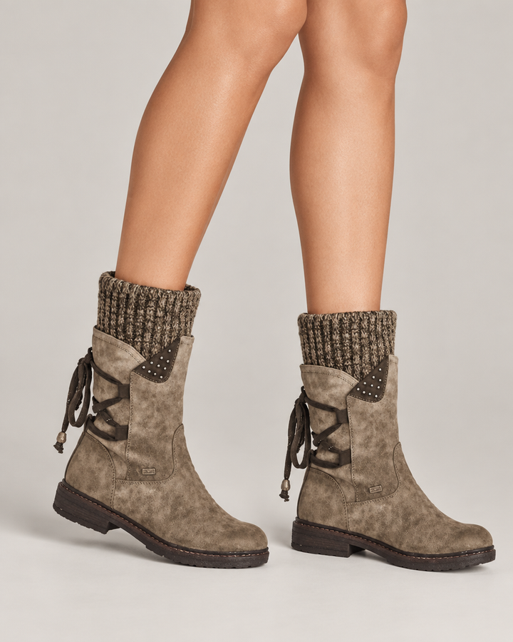 Ella snørebånd suede ankelstøvler – Brun