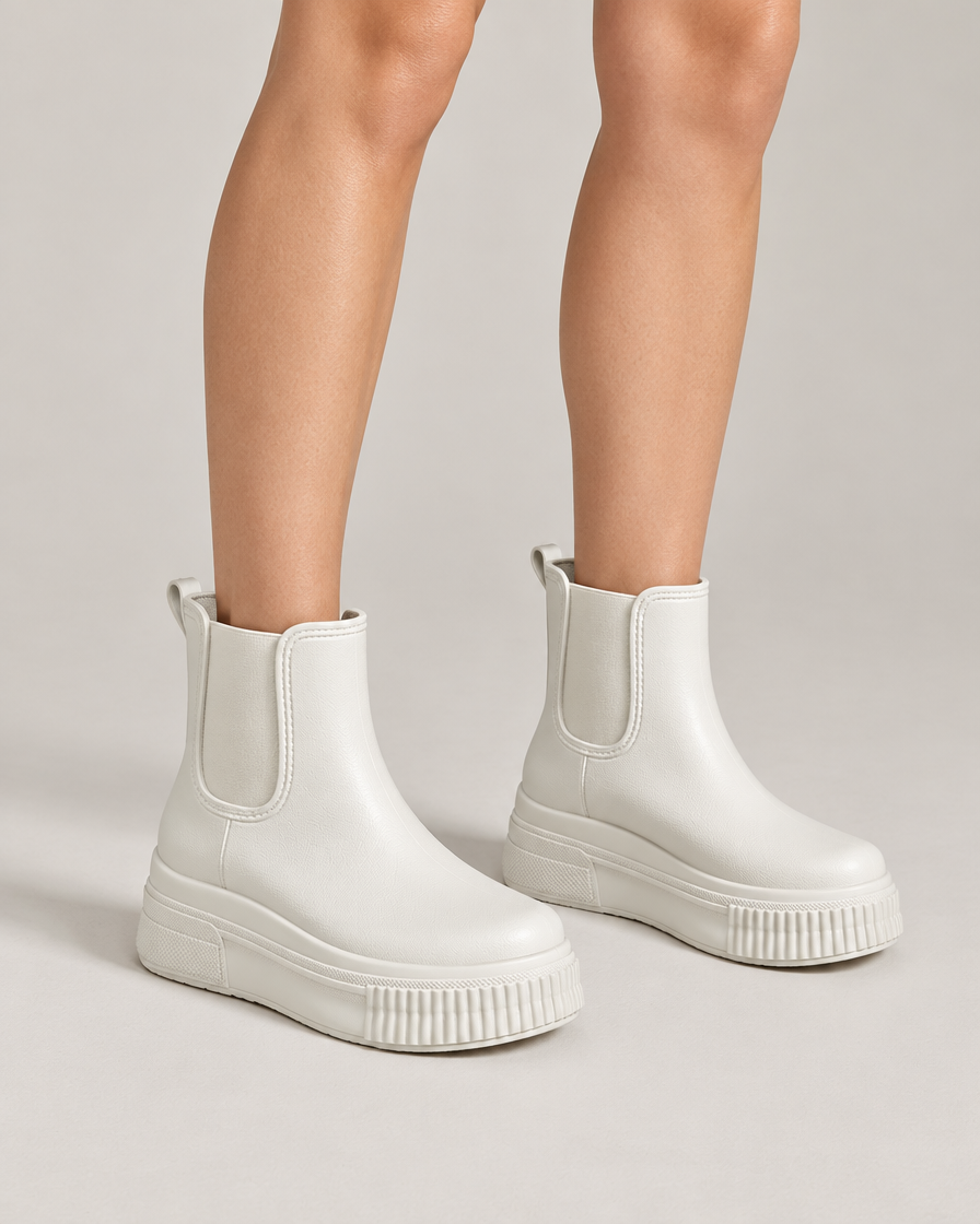 Emily platform chelsea ankelstøvler – Hvid Stamped