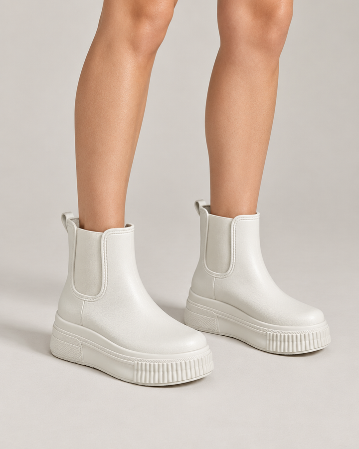 Emily platform chelsea ankelstøvler – Hvid Stamped
