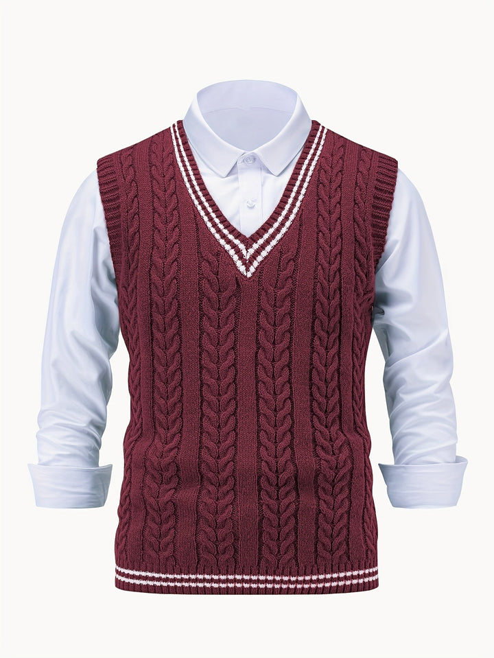 Gideon | Dame Kabelstrikket Vest med V-hals