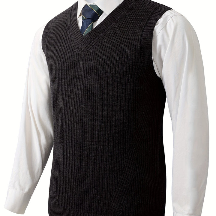 Ellis | Dame Ribstrikket Vest med V-hals
