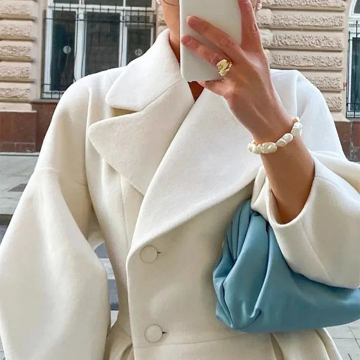 Cecilie | Dame Lang Kappefrakke med Bred Krave