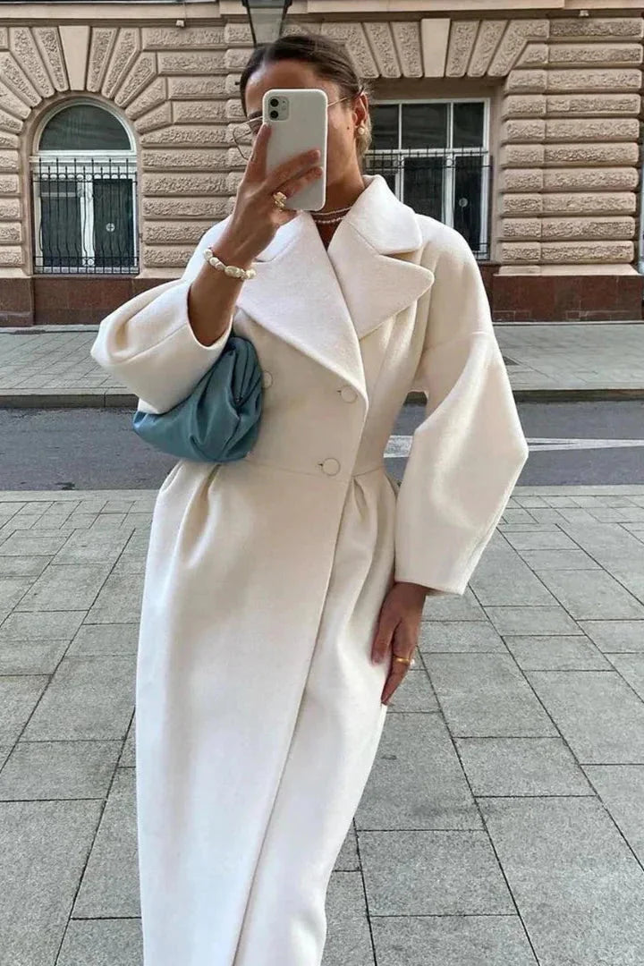 Cecilie | Dame Lang Kappefrakke med Bred Krave