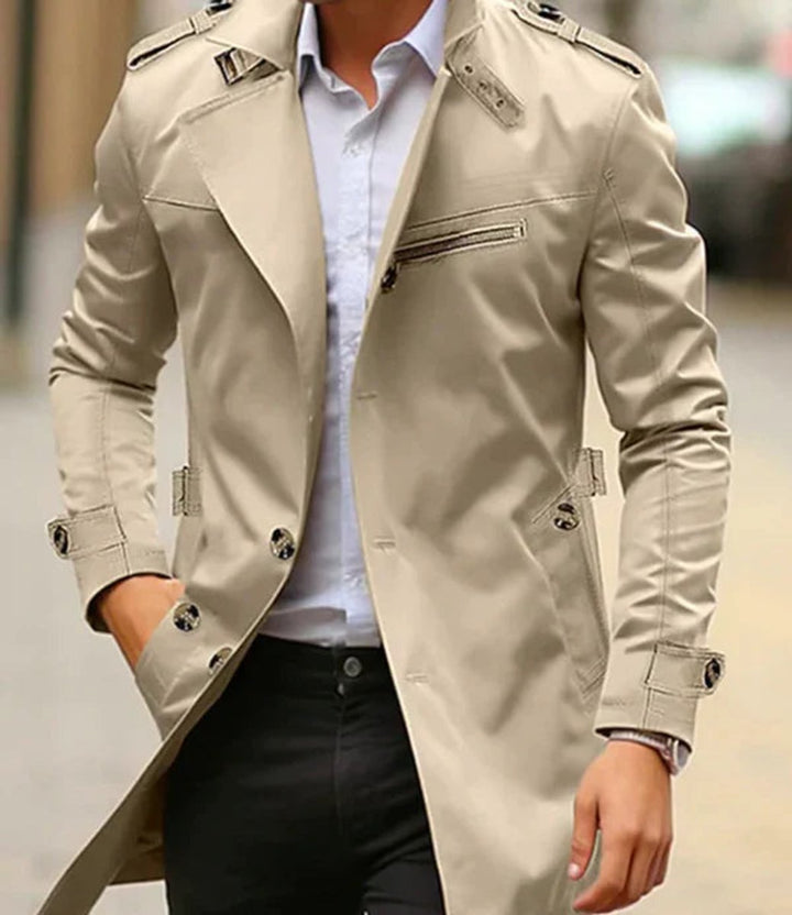 Harry | Herre Enkeltradet Trenchcoat med Skulderstropper