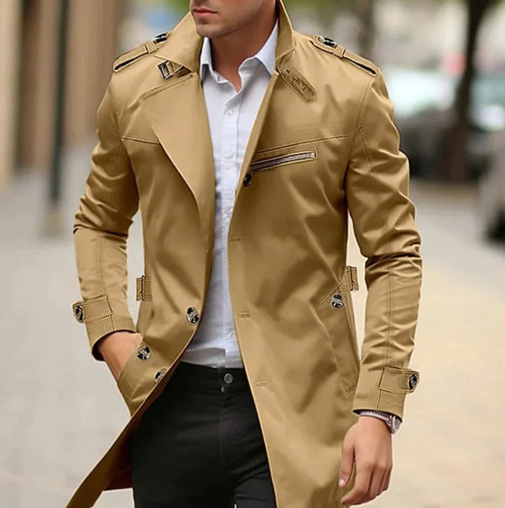 Harry | Herre Enkeltradet Trenchcoat med Skulderstropper