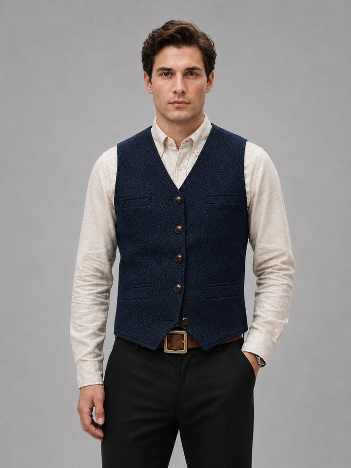 Jack | Herre Tweed Vest med Sildebensmønster