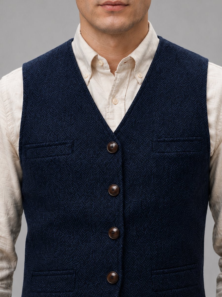 Jack | Herre Tweed Vest med Sildebensmønster