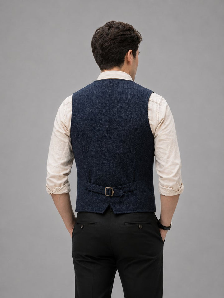 Jack | Herre Tweed Vest med Sildebensmønster