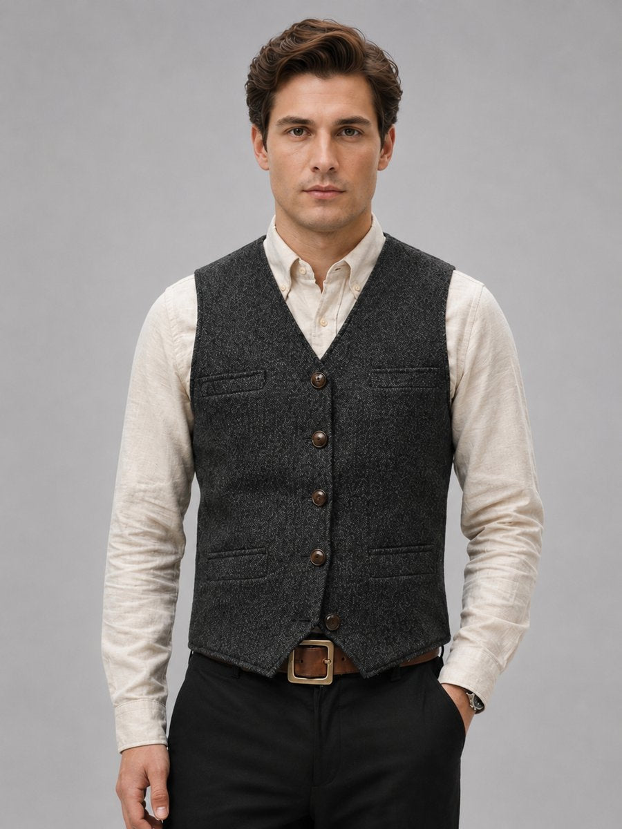 Jack | Herre Tweed Vest med Sildebensmønster