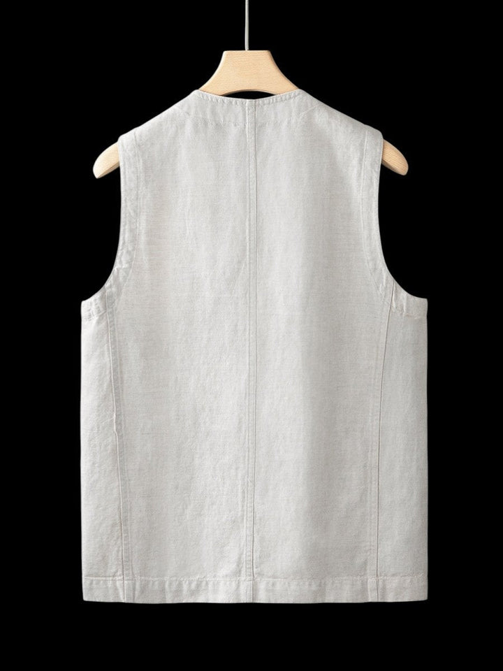 Jack | Herre Vest i Hør med V-hals og Knapper