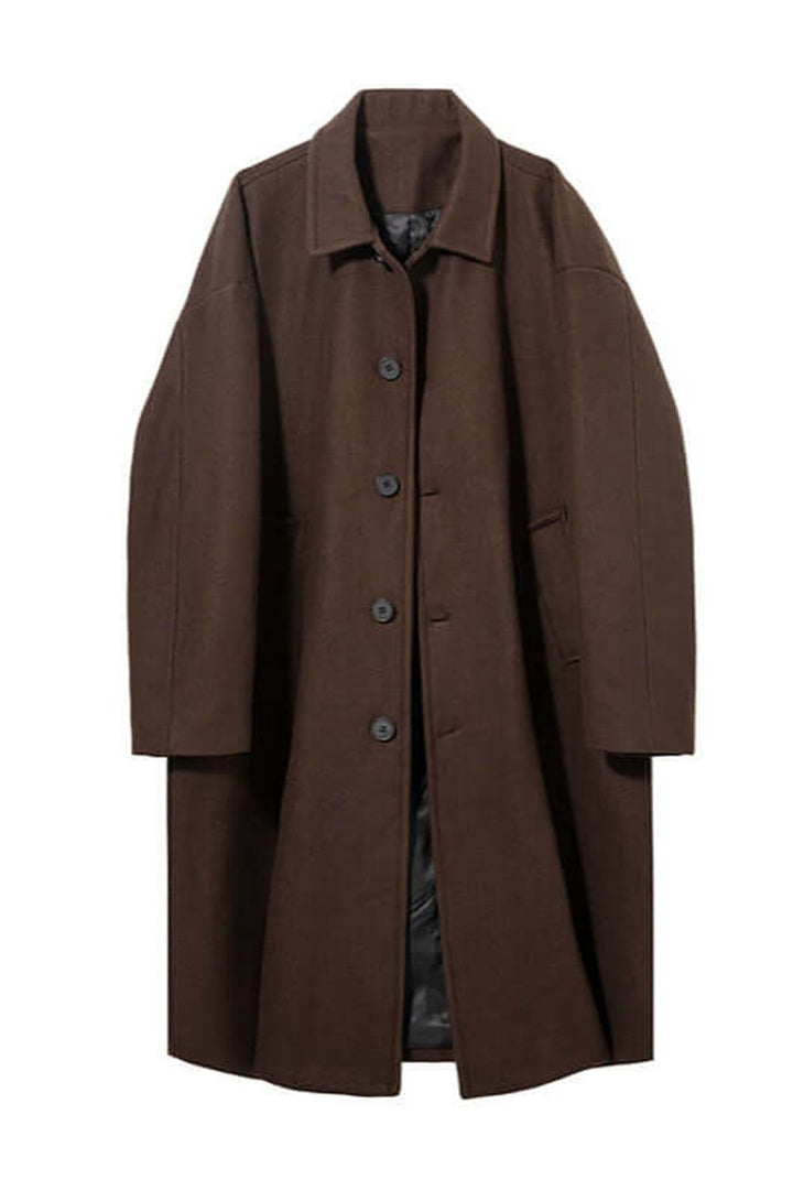 Theo | Herre Oversized Lang Frakke med Knaplukning