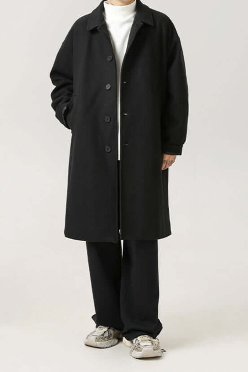 Theo | Herre Oversized Lang Frakke med Knaplukning