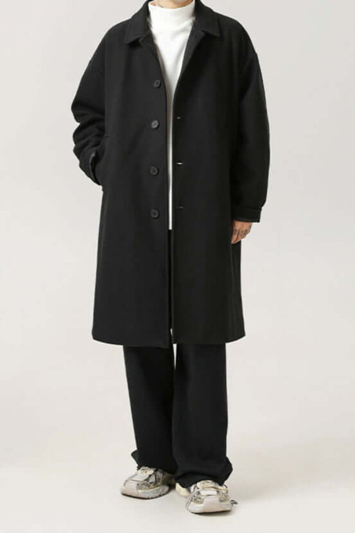 Theo | Herre Oversized Lang Frakke med Knaplukning