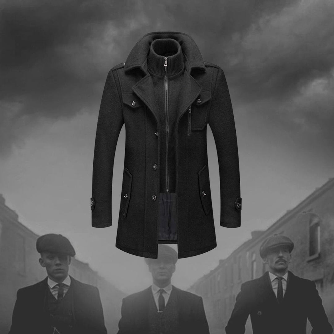 Theo | Herre Slim Fit Uldfrakke med Aftagelig Rullekrave