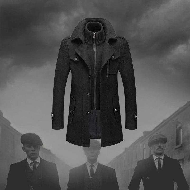 Theo | Herre Slim Fit Uldfrakke med Aftagelig Rullekrave