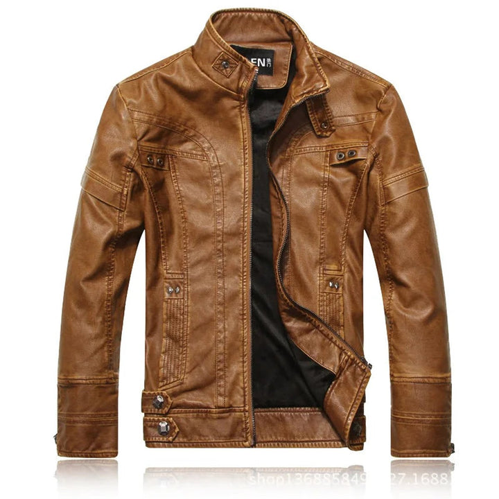 Theo | Herre Vintage Bikerjakke med Ståkrave