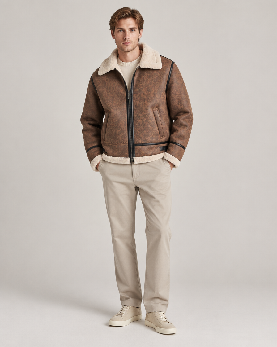 Theo shearling bomberjakke – Brun