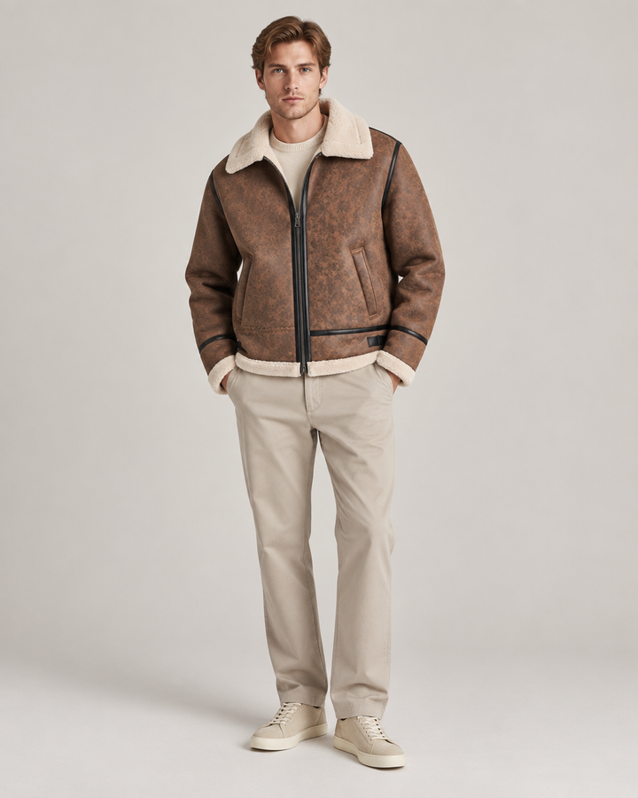Theo shearling bomberjakke – Brun