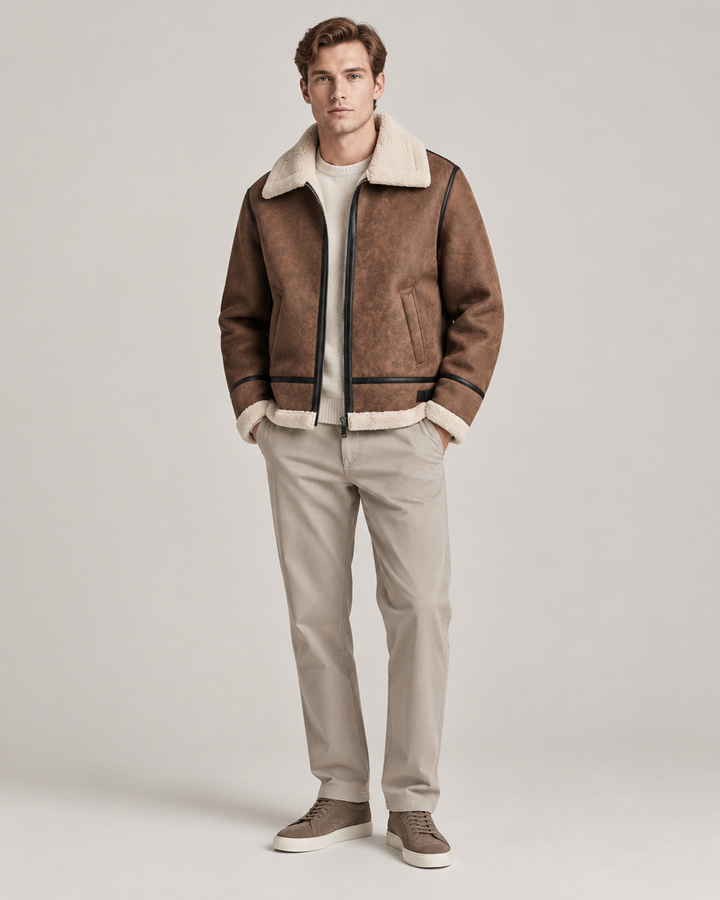Theo shearling bomberjakke – Chokolade