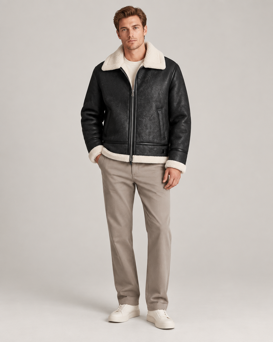 Theo shearling bomberjakke – Sort