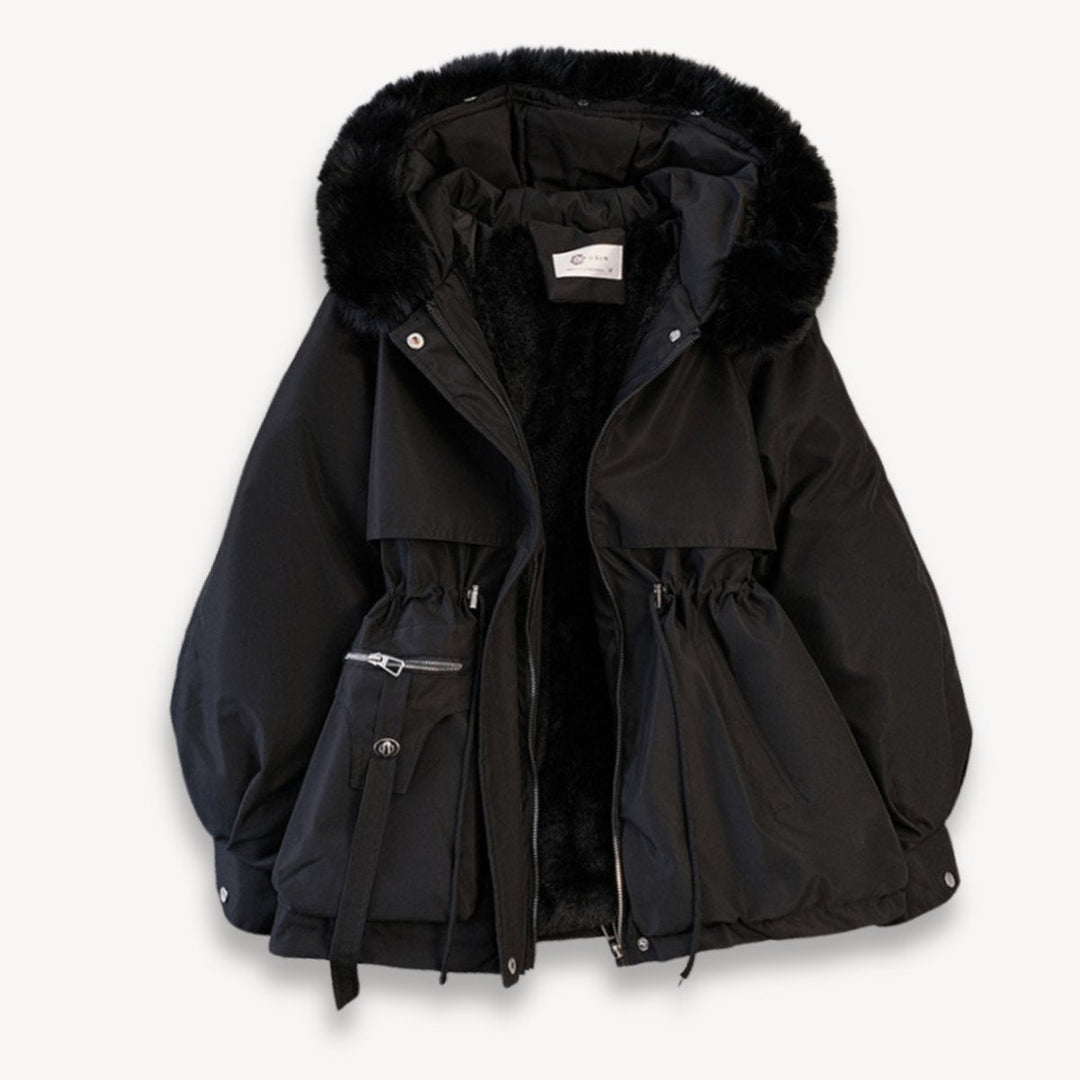 Sienna | Dame Fleeceforet Parka med Aftagelig Fake Fur Hætte