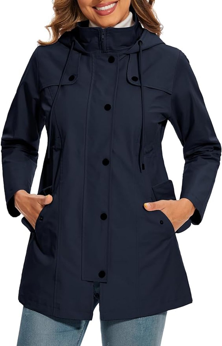 Freya | Dame Vandtæt Parka med Hætte og Ternet For