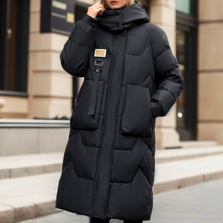 Lily | Dame Lang Oversized Pufferjakke med Høj Hætte