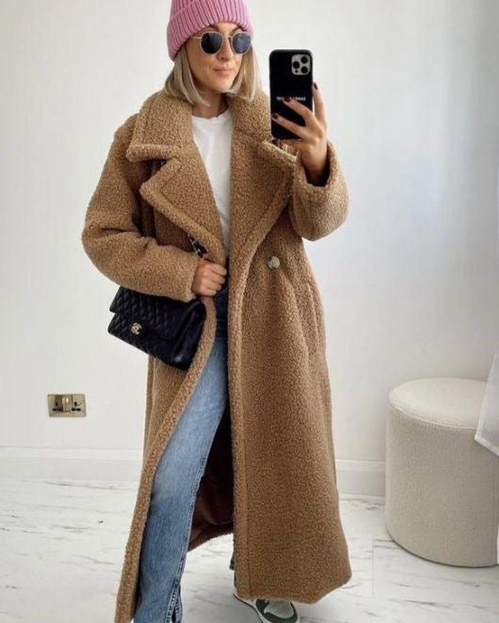 Scarlett | Dame Lang Oversized Teddyfrakke i Fake Fur