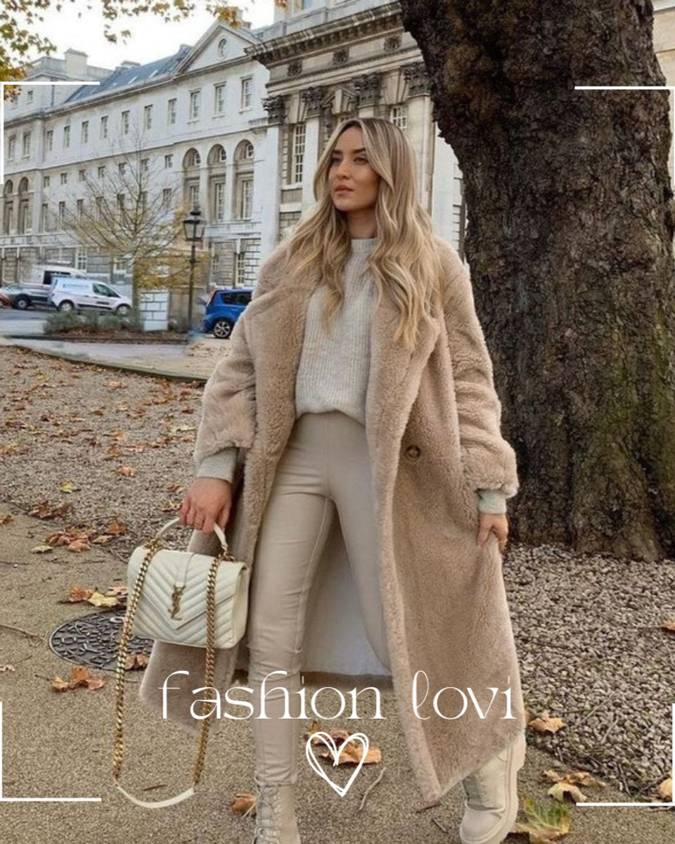 Scarlett | Dame Lang Oversized Teddyfrakke i Fake Fur
