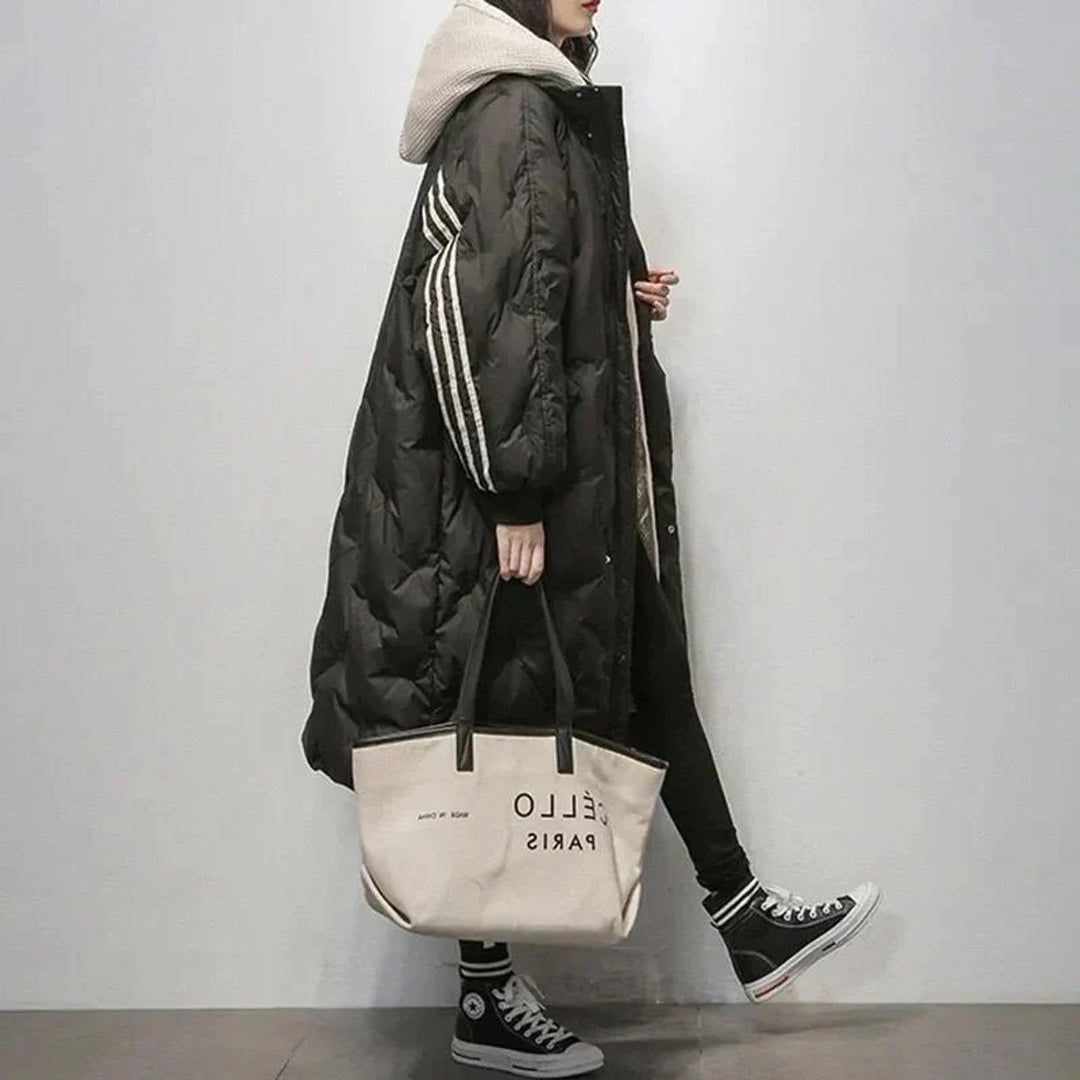 Grace | Dame Lang Oversized Pufferjakke med Hætte