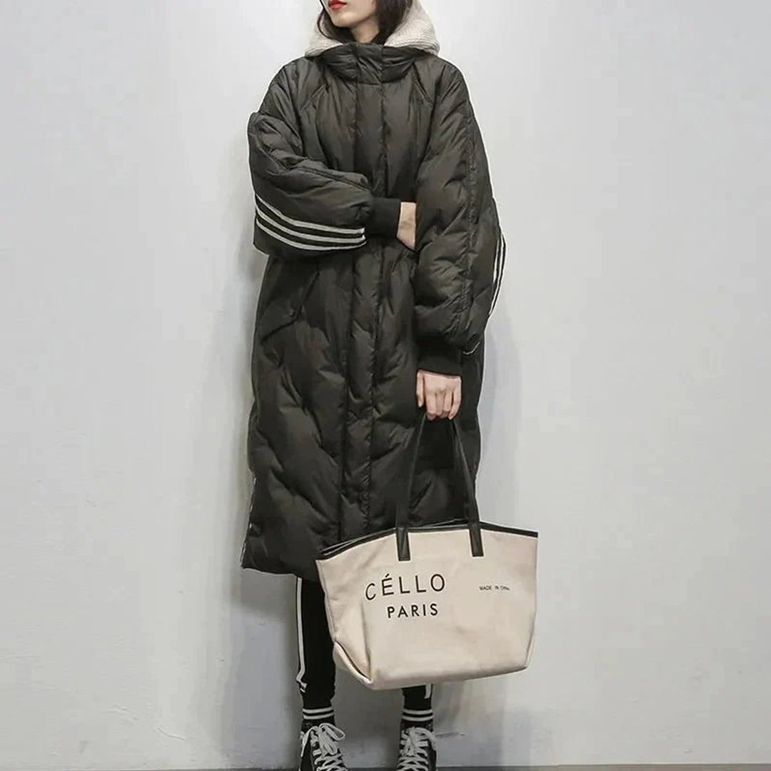 Grace | Dame Lang Oversized Pufferjakke med Hætte