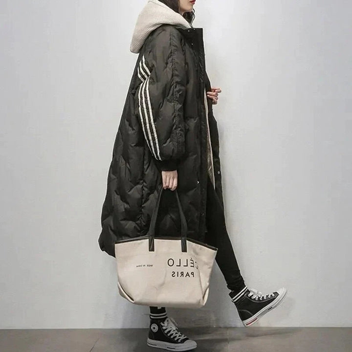 Grace | Dame Lang Oversized Pufferjakke med Hætte
