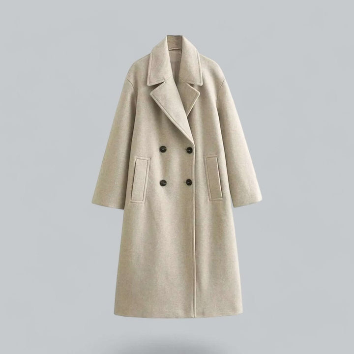 Olivia | Dame Lang Oversized Dobbeltradet Uldfrakke
