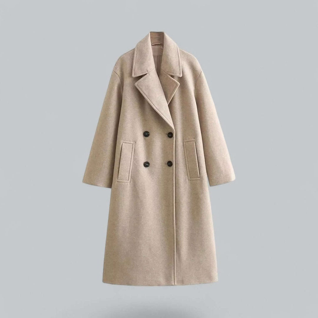 Olivia | Dame Lang Oversized Dobbeltradet Uldfrakke