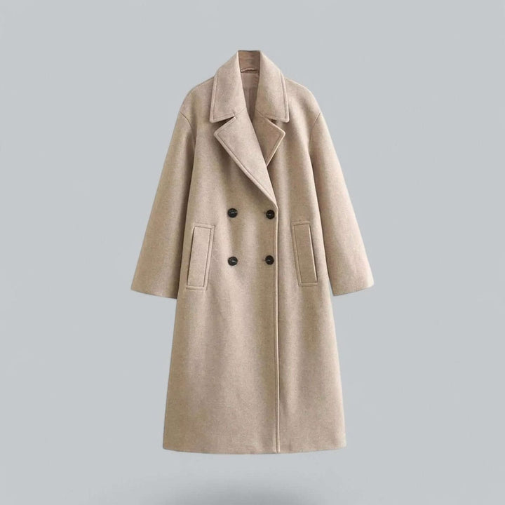 Olivia | Dame Lang Oversized Dobbeltradet Uldfrakke