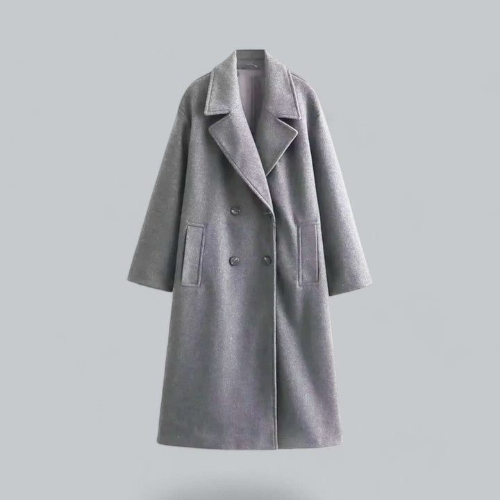 Olivia | Dame Lang Oversized Dobbeltradet Uldfrakke