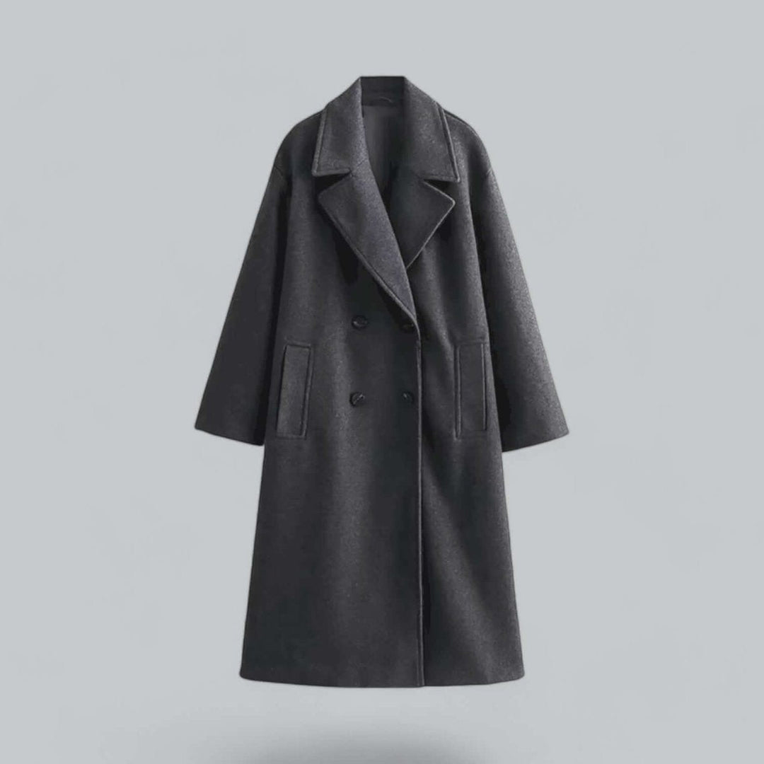 Olivia | Dame Lang Oversized Dobbeltradet Uldfrakke