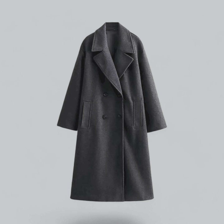 Olivia | Dame Lang Oversized Dobbeltradet Uldfrakke
