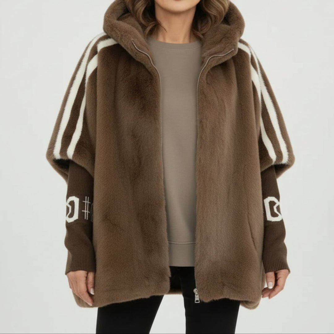 Amelia | Dame Oversized Frakke i Fake Fur med Hætte