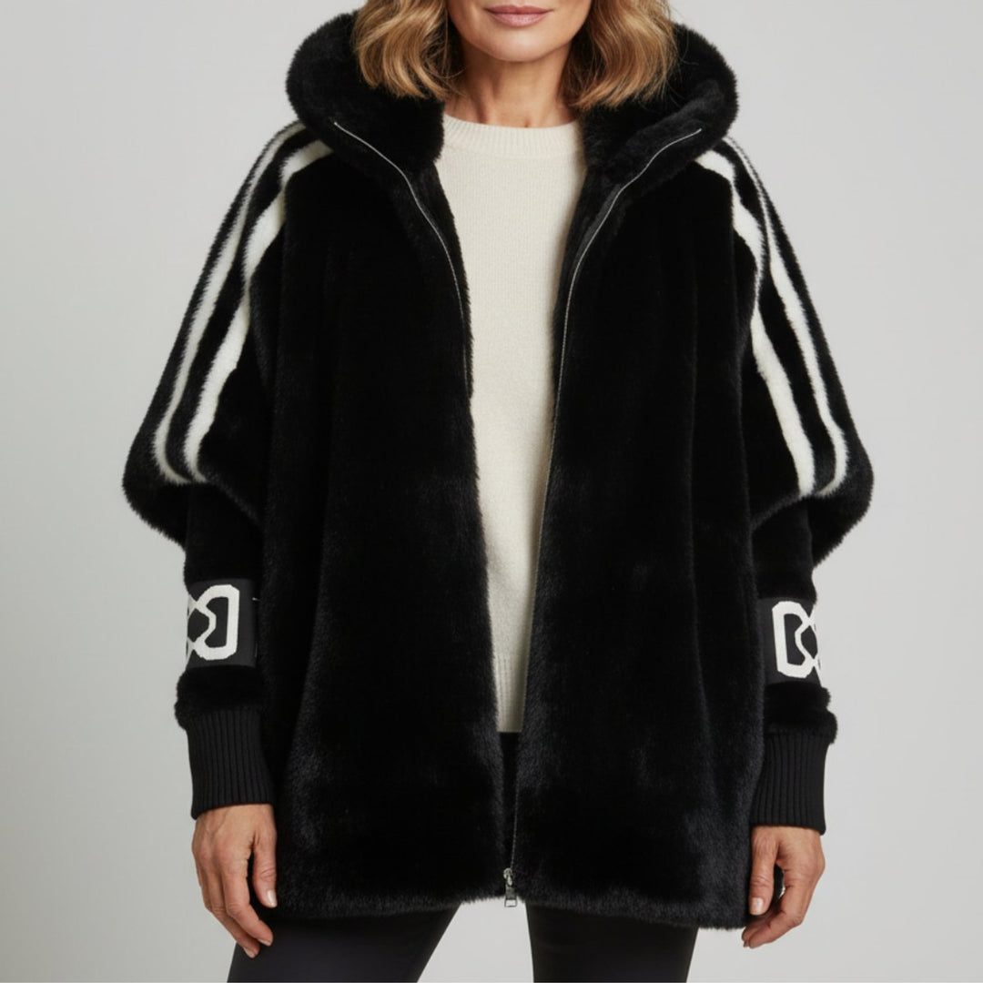Amelia | Dame Oversized Frakke i Fake Fur med Hætte