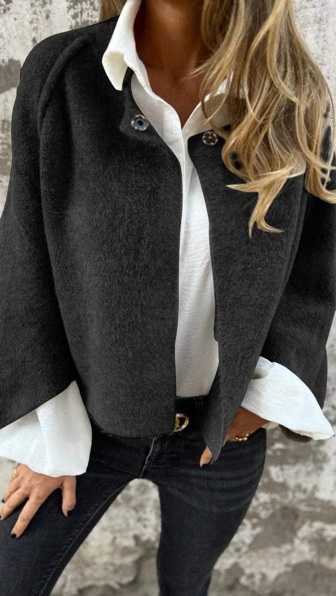 Ella | Dame Cardigan Jakke i Uld med Rund Hals og Pynteknapper