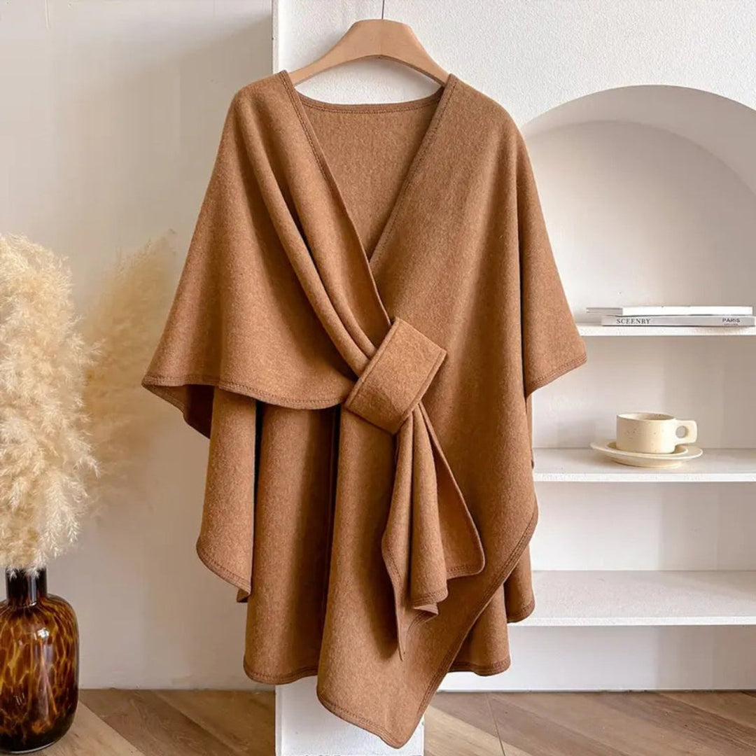 Ivy | Dame Poncho i Uld med Åben Front
