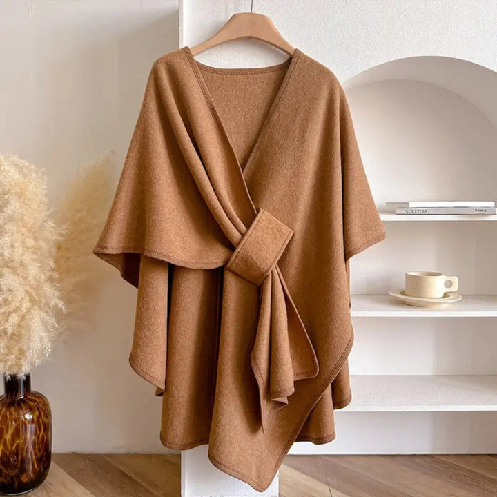Ivy | Dame Poncho i Uld med Åben Front