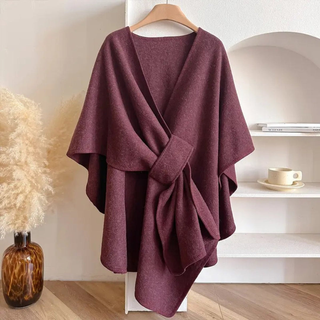 Ivy | Dame Poncho i Uld med Åben Front