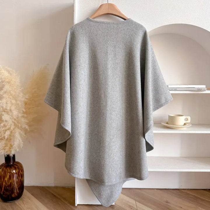 Ivy | Dame Poncho i Uld med Åben Front